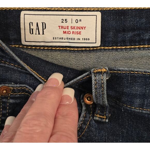 Gap Womens Dark Wash Skinny Jeans 0R/25 Blue Stretch Mid-Rise Normcore Casual - Picture 3 of 11